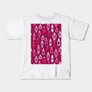 Vintage potion bottles Valentine's love burgundy Kids T-Shirt